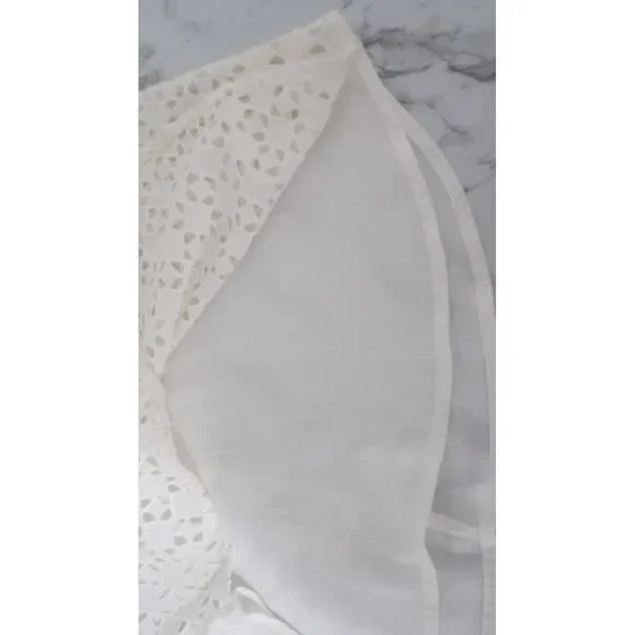 Athleta Eyelet Tank Top White‎ Halter Split Neck Flowy Sleeveless Lined Size S - Picture 9 of 11